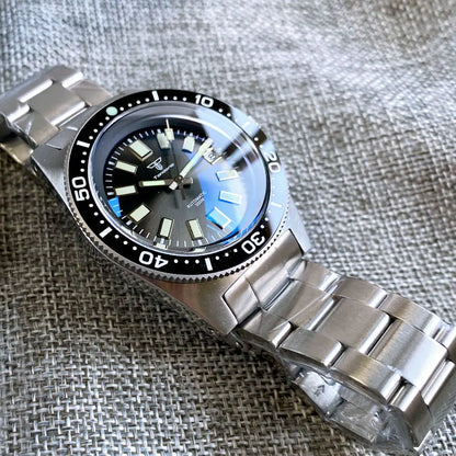 Tandorio 41mm 62MAS Black Gray Dial NH35A Automatic 300M Diving Men's Watch Ceramic Bezel Green Lume Bow Sapphire Glass