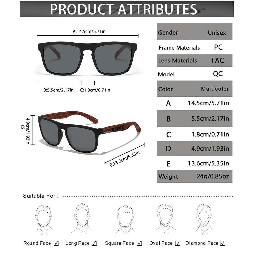 Karos Vintage Polarized Sunglasses Fashion Square Travel Driving Fishing Glasses Men Women Sports UV400 Eyewear Box YZ2024WB
