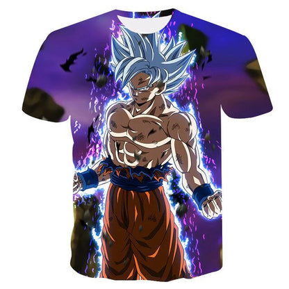 T-shirt Dragon Ball para Criança, Top Tee Anime Figures Son Goku Super Saiyan, T-shirt para Rapaz, Roupa Infantil de Verão de Manga Curta