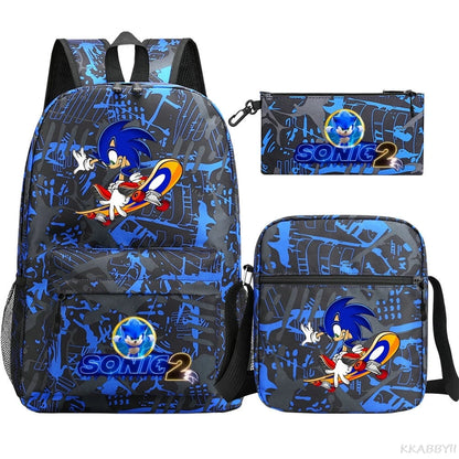 Sonic Backpacks Student School Bags for Teen Men Women Tote Bag Clutch Pocket Nylon Backpacks Travel Mochilas