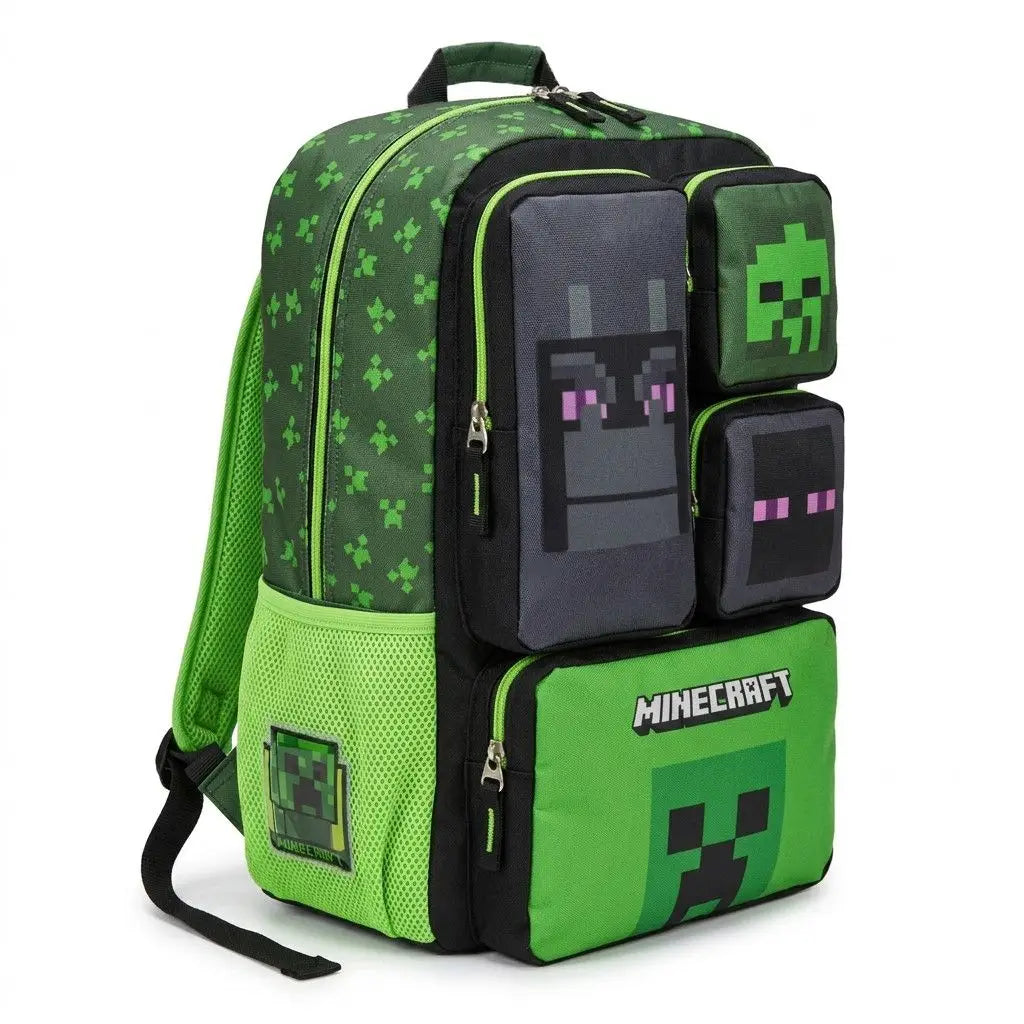 In Stock Minecraft Backpack Large Capacity Lightweight Pressure Relief Cartoon Print Outdoor Travel Hiking For Men Students