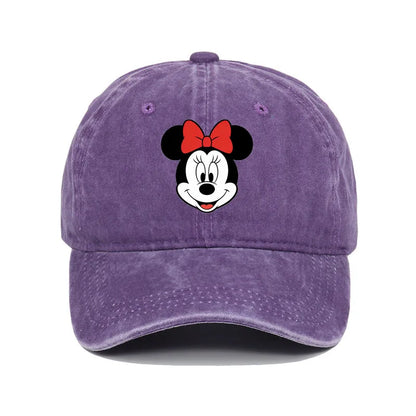Unisex Vintage Washed Mickey Minnie Print Baseball Cap for Men Women Cartoon Trucker Hat Adjustable Snapback Casual Hip Hop Hat