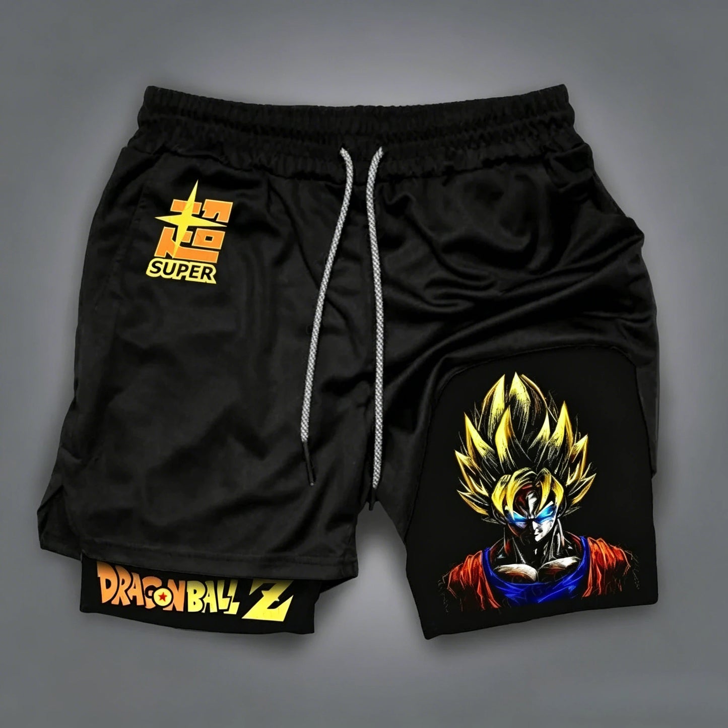 2026 New Dragon Ball Anime Goku Peripheral Printed Double-layer Shorts, Summer Men's Sport Loose Comfortable Breathable Pants