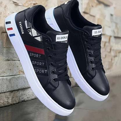 Men's Low-Top Skateboarding Sneakers - Breathable Synthetic Upper, Durable PVC Sole, Round Toe Design, Suitable for Casual and Formal Wear Skateboard Shoes, Casual Shoes, Stylish Lace-Up Design, Equipped with Comfortable Fabric