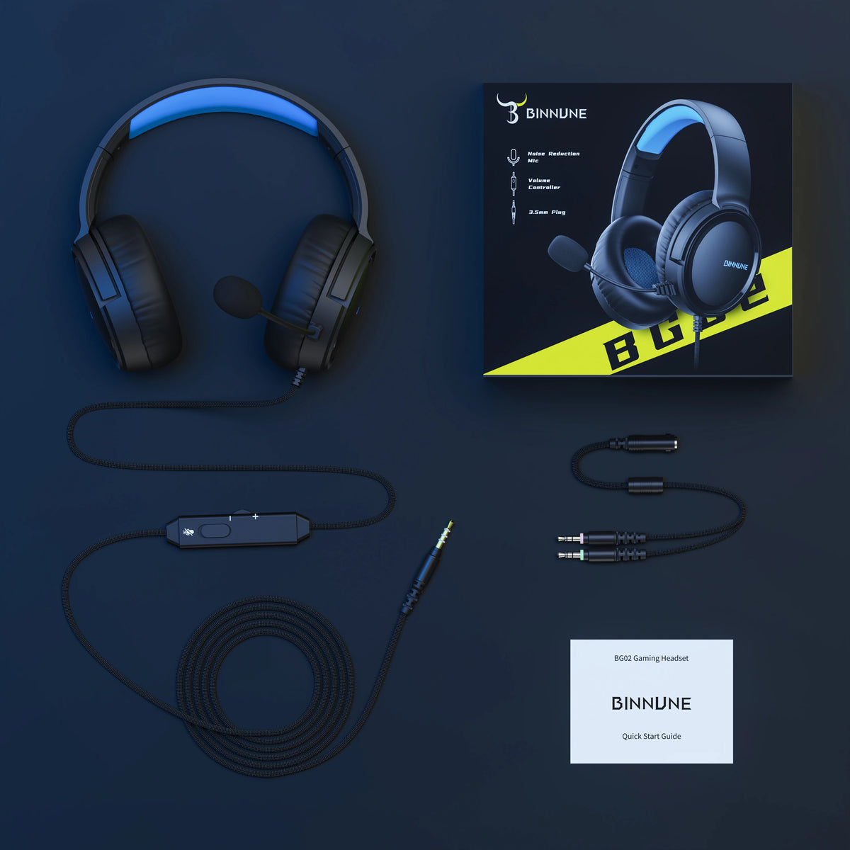 BINNUNE BG02 Casque Gaming Filaire pour PS4 PS5 Xbox Series X|S Xbox One PC Switch, Écouteurs pour Playstation 5 et Xbox 1