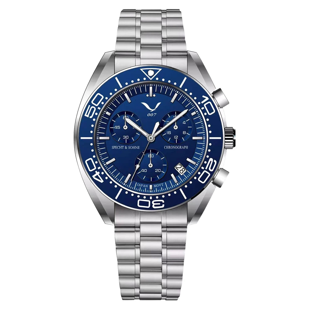 New 007 Specht&Sohne Sports Watches for Men Top Brand Luxury Steel Wrist Watch Fashion Japan VK68 Chronograph