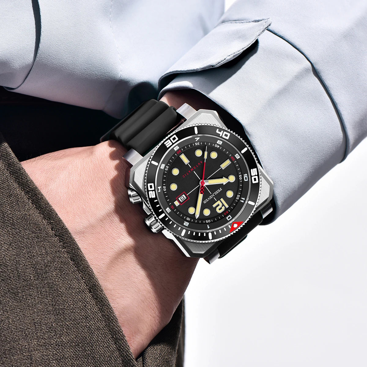 Orologio subacqueo automatico FeelNever 8215 da uomo, super luminoso, in acciaio 316, con vetro zaffiro, orologio sportivo meccanico maschile