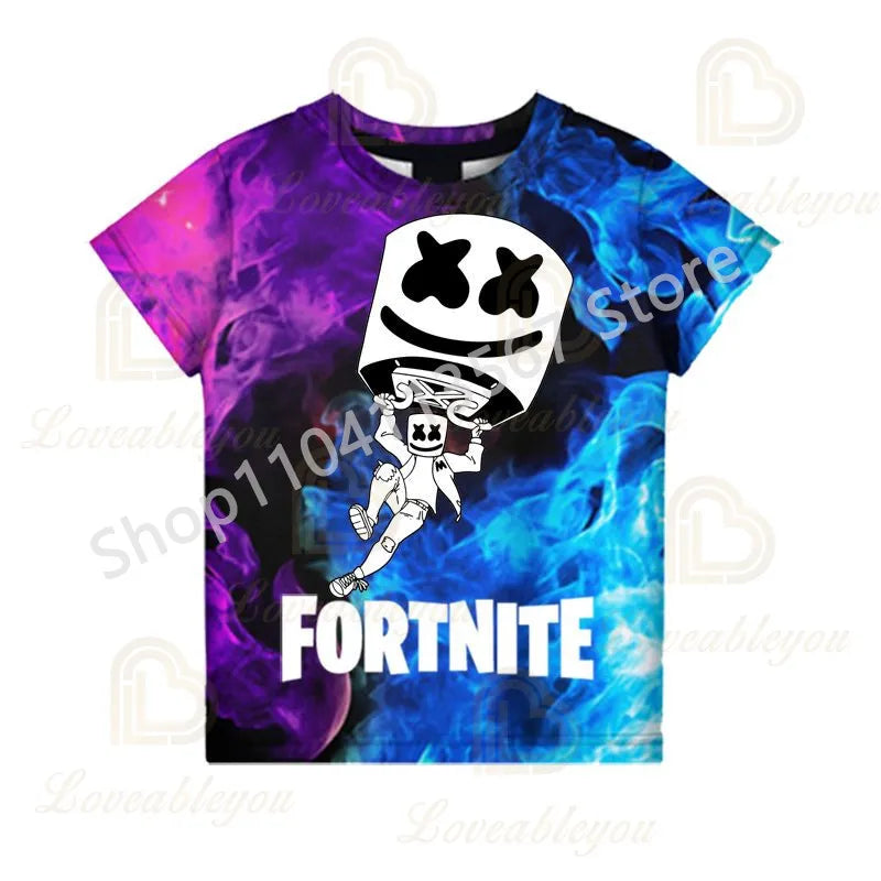 Młodzieżowa koszulka F-Fortnited inspirowana grą battle, dla dorosłych, z krótkim rękawem, letni T-shirt dla nastolatków, chłopców i dziewcząt