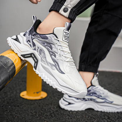 Scarpe sportive da uomo alla moda con lacci, versatili, antiscivolo, con suola spessa, comode scarpe casual da running per adolescenti, da indossare ogni giorno