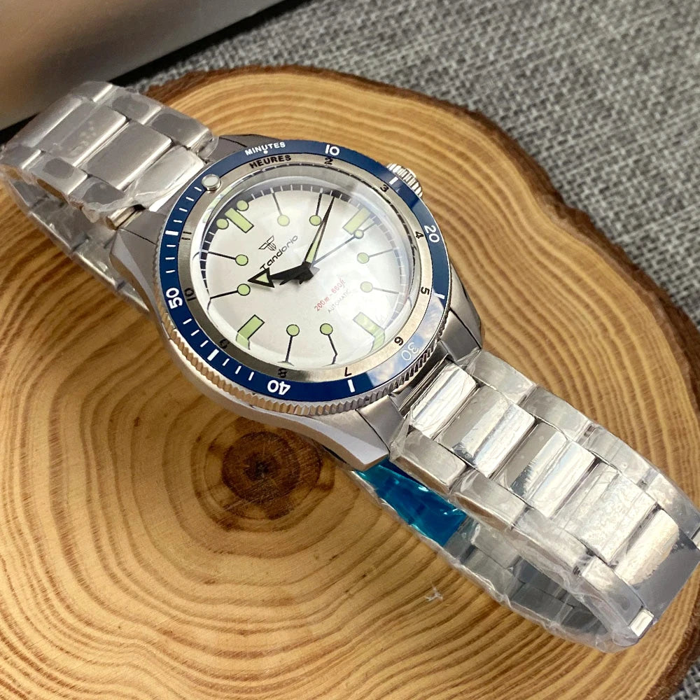 Pilot Watch 200M Water Resistant Mechanical Wristwatch NH35A PT5000 Miyota 8215 Domed Sapphire Glass 120 clicks Bezel Steel Band