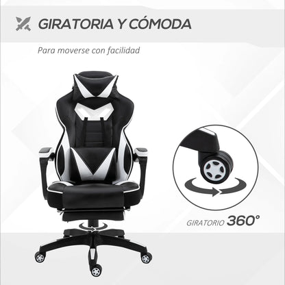 Sedia da gaming ergonomica Vinsetto con schienale reclinabile 65X70X118.5-126.5Cm
