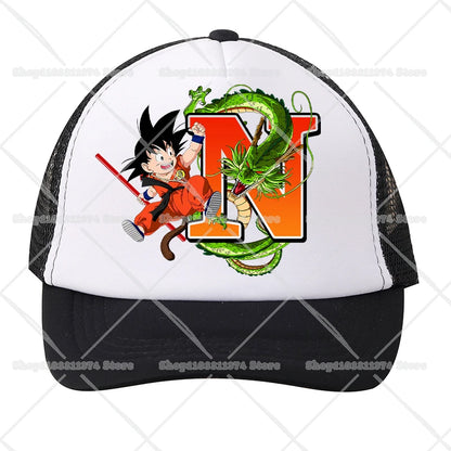 Casquettes de baseball en maille Dragon Ball - Dessin animé Son Goku - Lettres - Adultes et enfants - Casquettes de sport - Anime - Été - Protection solaire - Casquette à visière - Cadeau - Nouveauté