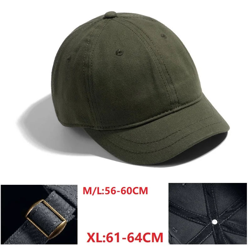 Big Head Hat Back Closed 5cm Short Brim Baseball Cap for Men Mesh Fitted Caps Stretchy Full Closed Caps 56-60cm 61-65cm