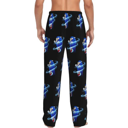 Custom Print Men's Soniced Pajama Pants Hedgehog Game Sleepwear Sleep Lounge Bottoms with Pockets