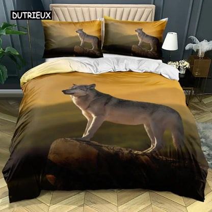 Σετ κλινοσκεπασμάτων 3D Wolf σε μαύρο και λευκό, με ονειροπαγίδα και tribal έθνικ στυλ, παπλωματοθήκη για εφήβους, ενήλικες, γυναίκες και άνδρες, διακόσμηση υπνοδωματίου