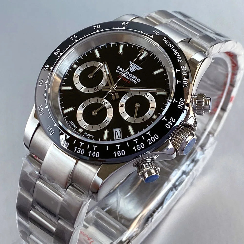 Reloj de lujo para hombre VK63 con movimiento de cuarzo, cronógrafo de negocios, 39mm, acero/oro rosa, fecha, esfera luminosa y cronógrafo completo