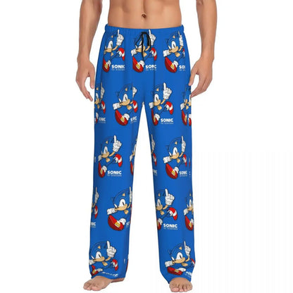 Custom Print Men's Soniced Pajama Pants Hedgehog Game Sleepwear Sleep Lounge Bottoms with Pockets