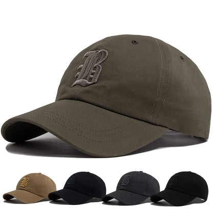 Mode d'été : casquette de baseball pour homme, brodée d'une lettre, casquette « trucker » en coton, casquette décontractée d'extérieur à visière souple, casquettes de baseball pour femme