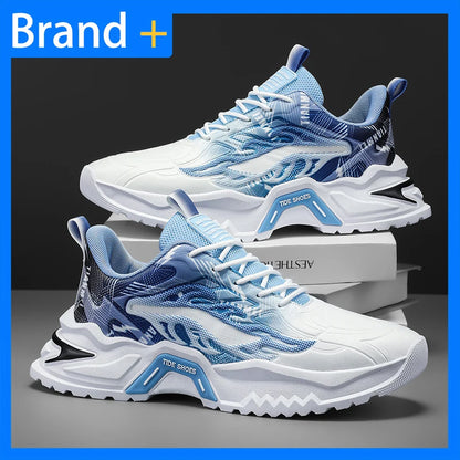 Scarpe sportive da uomo alla moda con lacci, versatili, antiscivolo, con suola spessa, comode scarpe casual da running per adolescenti, da indossare ogni giorno