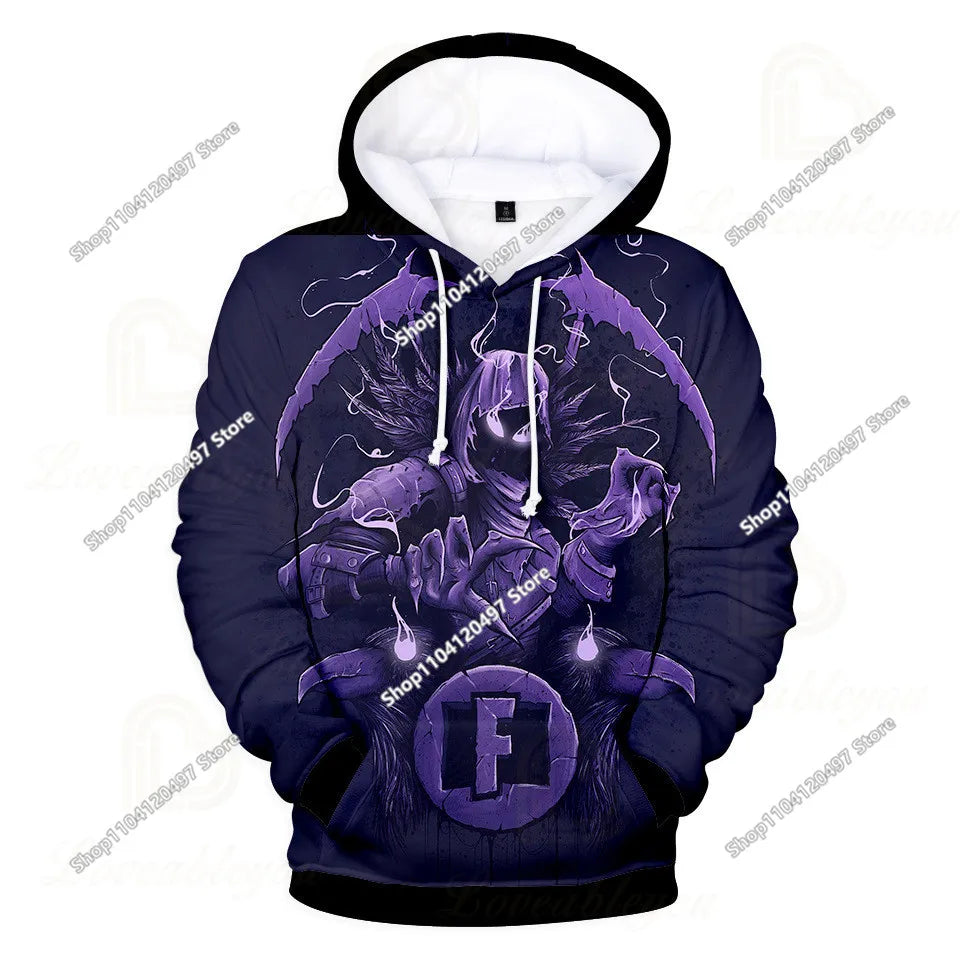 Fortnite-Cosplay-Sweatshirt, 3D-bedruckter Unisex-Gaming-Hoodie, lässige Anime-Kawaii-Jacke, Kinderkleidung, Geschenke