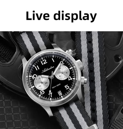 ADDIESDIVE 2025 neue Panda Eye Herrenuhr, Retro-Luxus, VK64 Quarzuhr für Herren, Sport-Chronograph, 100M wasserdicht, leuchtend