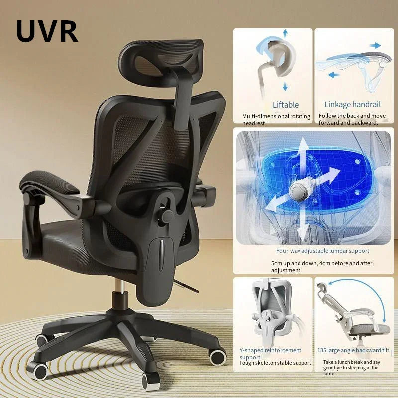 UVR Gaming Computer Chair Mesh Breathable Staff Chair Ergonomic Design Armrest Chair Sitting Comfort Home Office Chair Furniture