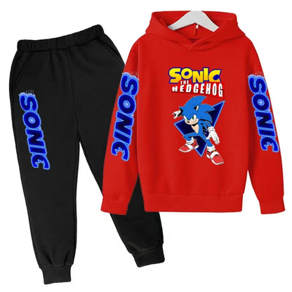 Kids Supersonic Clothing Jogging Blue Sweatshirt Top Coat+Pants Two-piece set Hoodie Boys Girls3-12Yrs Clothes Casual Sports Set
