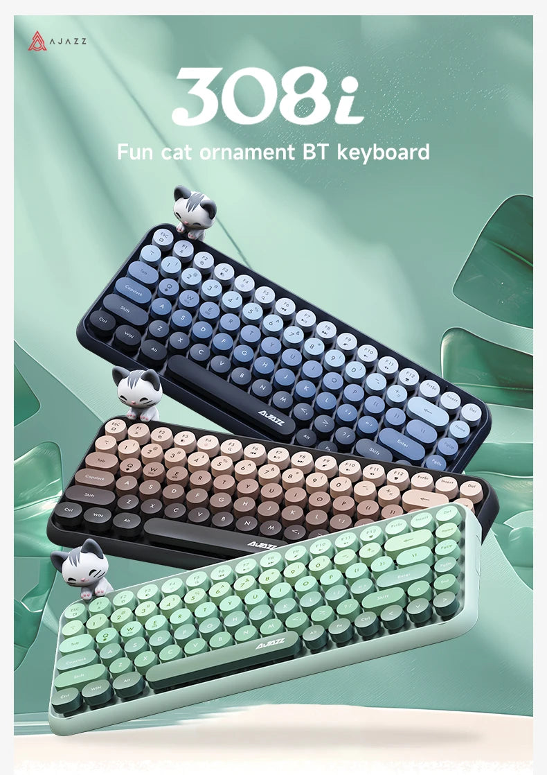 Ajazz 308I kabellose Tastatur mit 18/84 Tasten, runden Tastenkappen, Bluetooth, portable 2.4GHz-Zifferntastatur für Tablet, Laptop und Android