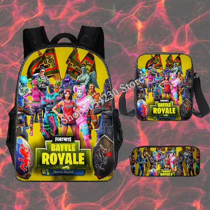 Zaino Fortnited 3PCS per ragazzi, Victory Game, 16 Inch, resistente all’acqua, per scuola materna, zaino scolastico cool per scuola elementare