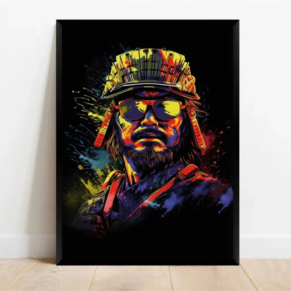Pop-Neon-Poster mit Videospiel-Charakter, Gamepad, Kopfhörern, Fußball und Basketball – Leinwanddruck, Wandkunst-Dekor für das Gaming-Zimmer