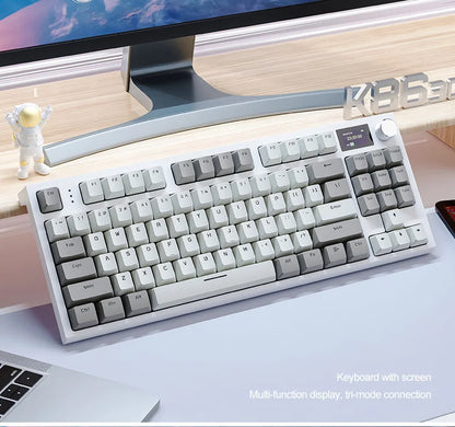 ATTACK SHARK K86 Mechanical Keyboard with Metal Knob,TFT Smart Color Screen,87-key Layout,RGB Lighting,and Three-mode Connection