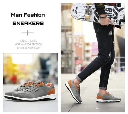YRZL Herrenschuhe Frühling Herbst Wasserdichte Walking-Sneaker Freizeit-Ledersportschuhe für Herren Rutschfestes Schuhwerk Tennis für Herren
