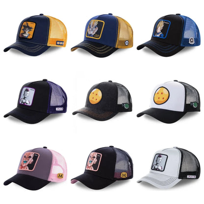 Czapka z motywem Dragon Ball Son Goku – letnia czapka podróżna z daszkiem, męska czapka z haftem w stylu hip-hopowym, z daszkiem przeciwsłonecznym, regulowana czapka typu trucker z siateczką