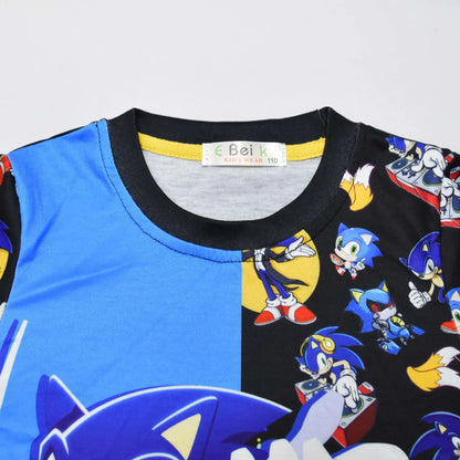 Long sleeved new set Super Sonic mid size children's long sleeved+long pants set Shadow the Hedgehog children's underwear gift
