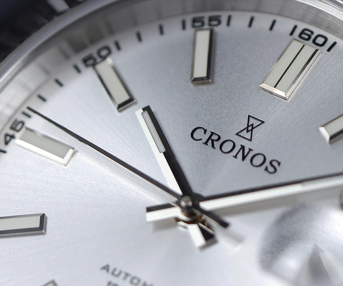 Cronos DateJ Luxury Men's Watch, Stainless Steel 5 Links Bracelet, PT5000 Miyota 9015, 100m Water Resistant, Sapphire