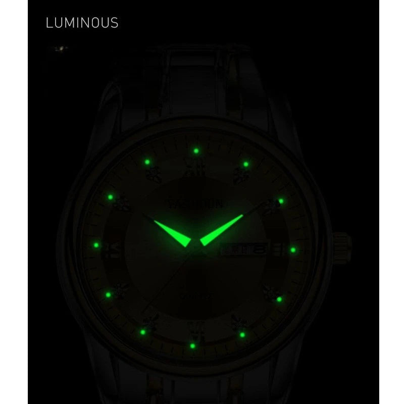 Luxusuhr für Damen, Quarzuhr, digitale Armbanduhr, wasserdicht, mit Kalender und Leuchtanzeige; modischer und professioneller Stil, auch für Herren geeignet.