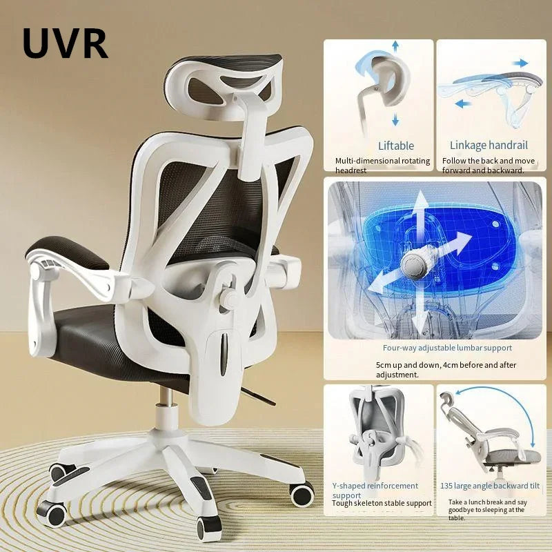UVR Gaming Computer Chair Mesh Breathable Staff Chair Ergonomic Design Armrest Chair Sitting Comfort Home Office Chair Furniture