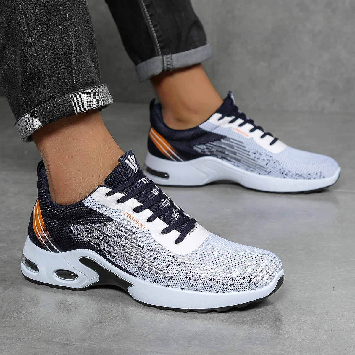 Scarpe da uomo, scarpe casual da uomo, mesh traspirante, ammortizzate ad aria, suola morbida, scarpe sportive alla moda color block