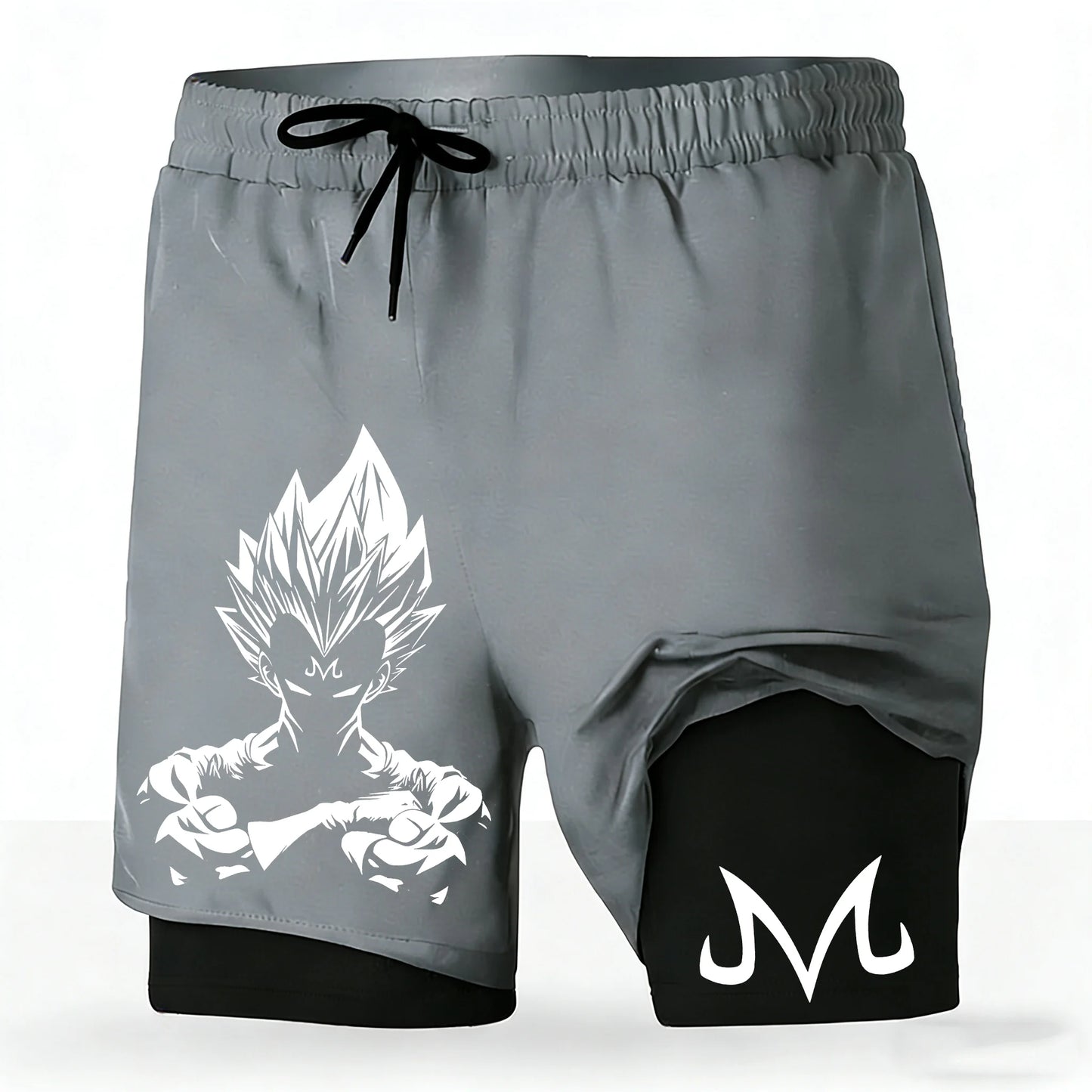 Men's Dragon Ball Anime 2-in-1 Running Shorts Majin Vegeta Print Quick Dry Athletic Workout Shorts 2026 New Unisex