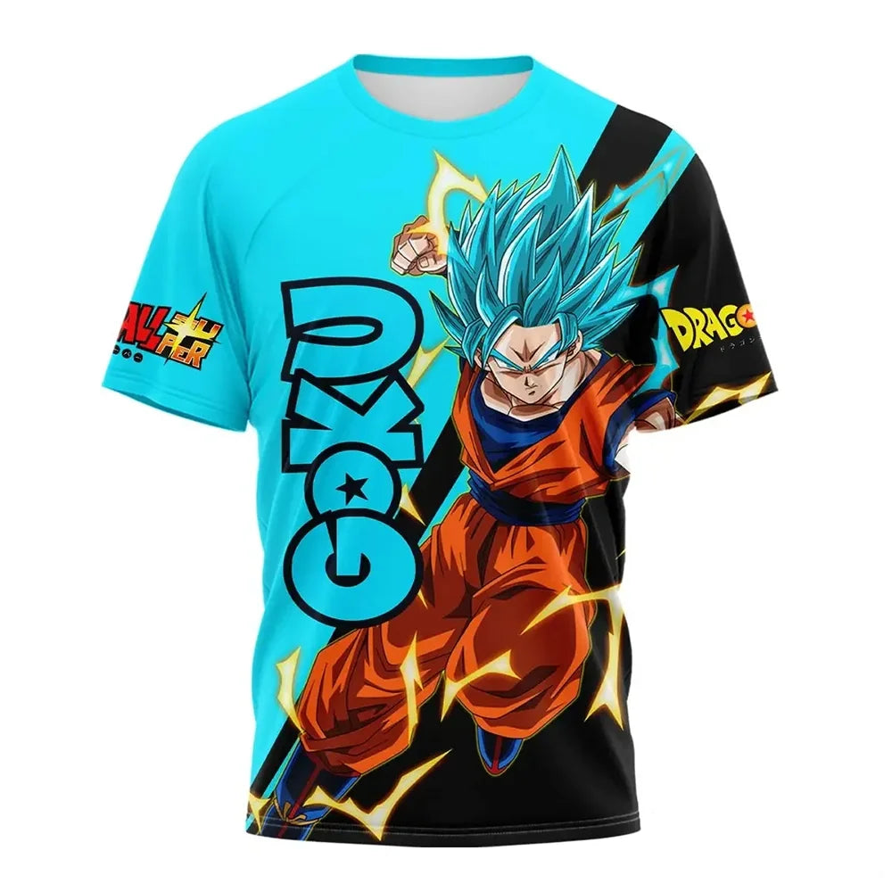 2026 New 3D Printed Cartoon Anime Dragon Ball Z Pattern Kids Trend Tee Kids Adults Street Fashion Cosplay Top Children Clothing