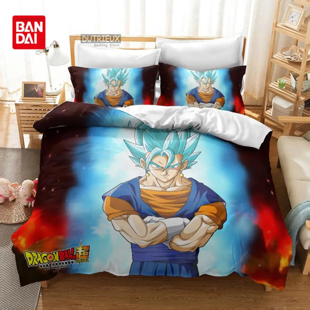 Bandai Animie Dragon Ball Bedding Set Goku Duvet Cover Quilt Cover Queen King Bedroom Home Textile Children Kids Boys Adult Gift