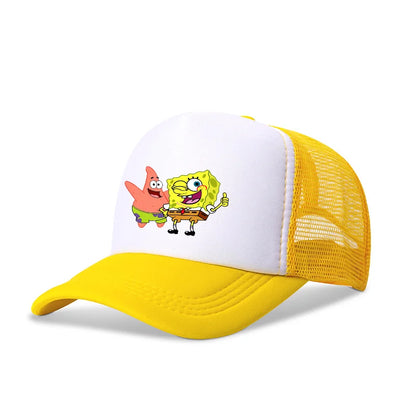 Casquette de baseball SpongeBob mignonne, style anime, ronde, unisexe, pour enfants (garçons et filles) et adultes, sportive, décontractée, pare-soleil, ajustable, inspirée du film d'animation, à visière, en maille
