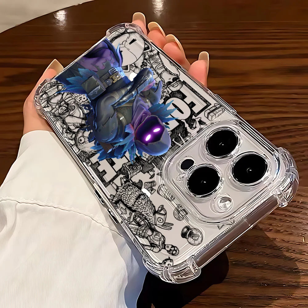 Fortnite-Handyhülle für iPhone 17 16e 16 15 14 13 12 11 Mini Air Pro Max X XR XSMax 7 8 Plus, sturzsichere transparente Schutzhülle