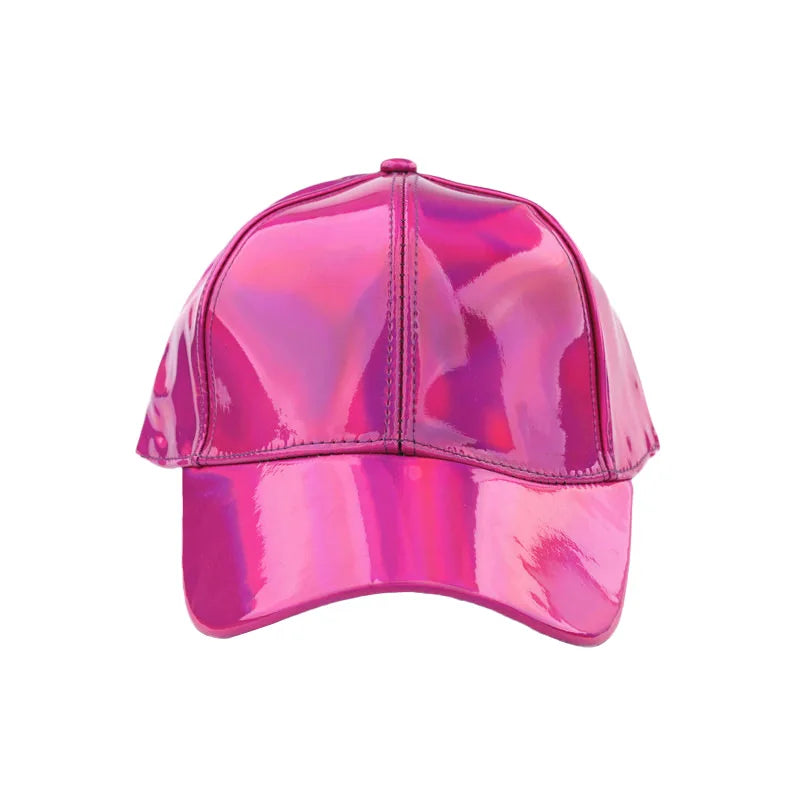 Unisex PU Rainbow Color Changing Baseball Hat Fashion Adult Laser Hip Hop Cap Outdoor Casual Snapback Shiny Party Dressing Hat