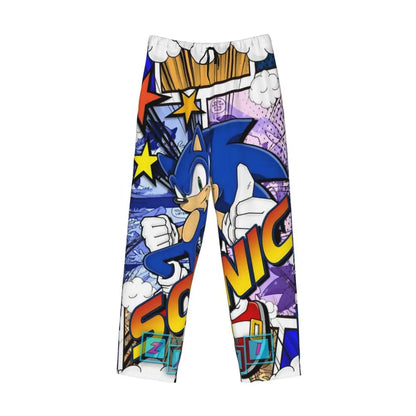 Custom Print Men's Soniced Pajama Pants Hedgehog Game Sleepwear Sleep Lounge Bottoms with Pockets