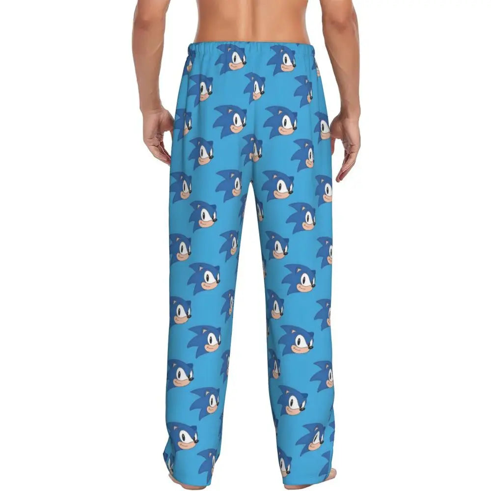 Custom Print Men's Soniced Pajama Pants Hedgehog Game Sleepwear Sleep Lounge Bottoms with Pockets