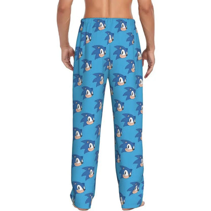 Custom Print Men's Soniced Pajama Pants Hedgehog Game Sleepwear Sleep Lounge Bottoms with Pockets