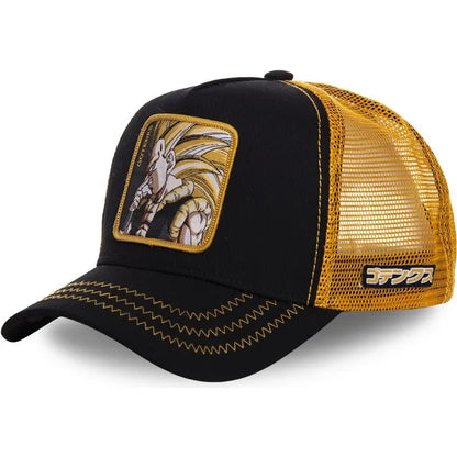 Czapka z motywem Dragon Ball Son Goku – letnia czapka podróżna z daszkiem, męska czapka z haftem w stylu hip-hopowym, z daszkiem przeciwsłonecznym, regulowana czapka typu trucker z siateczką