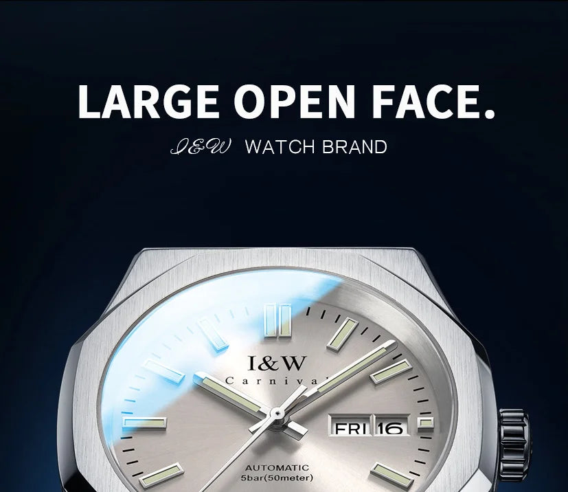 CARNIVAL Men's Mechanical Watch Brand Luxury Sapphire NH36 Movement Automatic Wrist Watches 50m Waterproof for Men