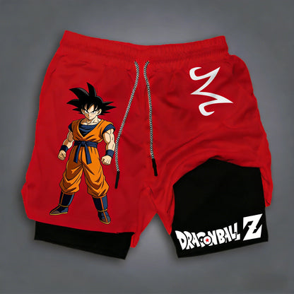 Summer Dragon Ball New Anime Men's and Women's Double-layer Shorts for Sports Combat Training, Breathable Quick Drying Loose Fit